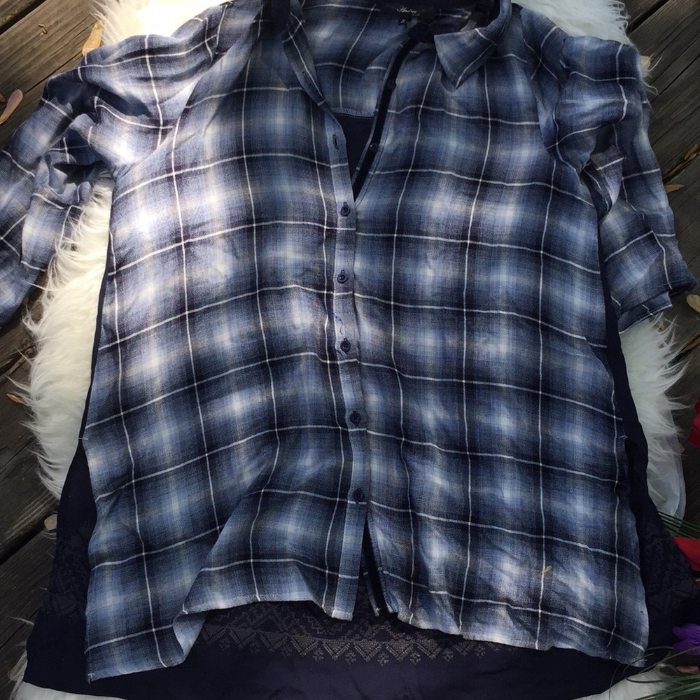 Embroidered Back Button Down Top - image 3